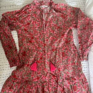 Roller Rabbit Pink, Red and Green floral dress XS.